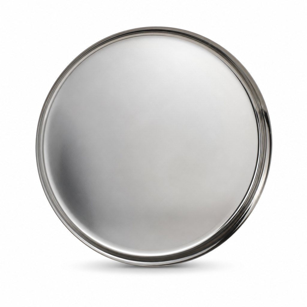 96 Pieces Stainless Steel Dinner Tray, Round Serving Trays, 28 cm