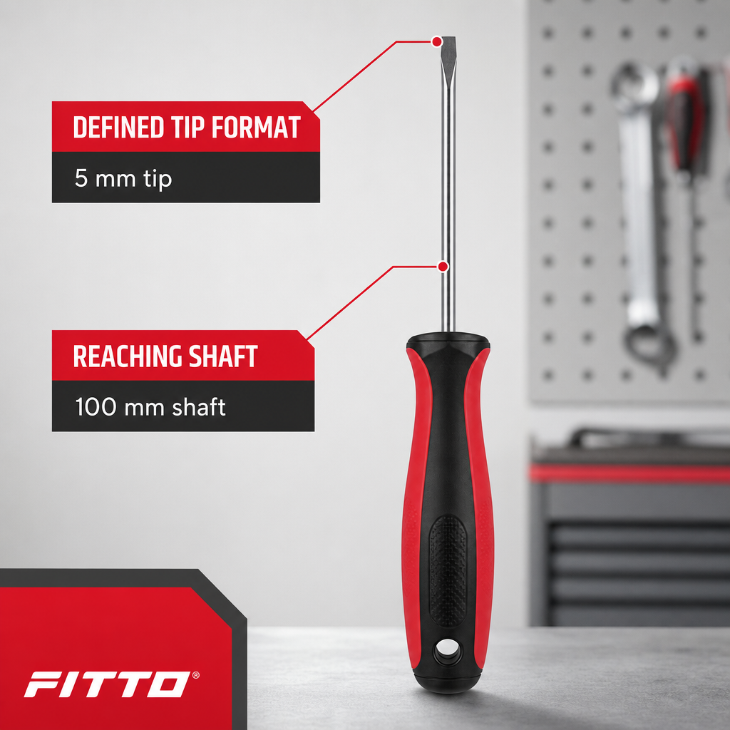 144 Pieces Hand Screwdriver, 5 mm Tip with 100 mm Shaft, Red Black Silver, 1 Piece