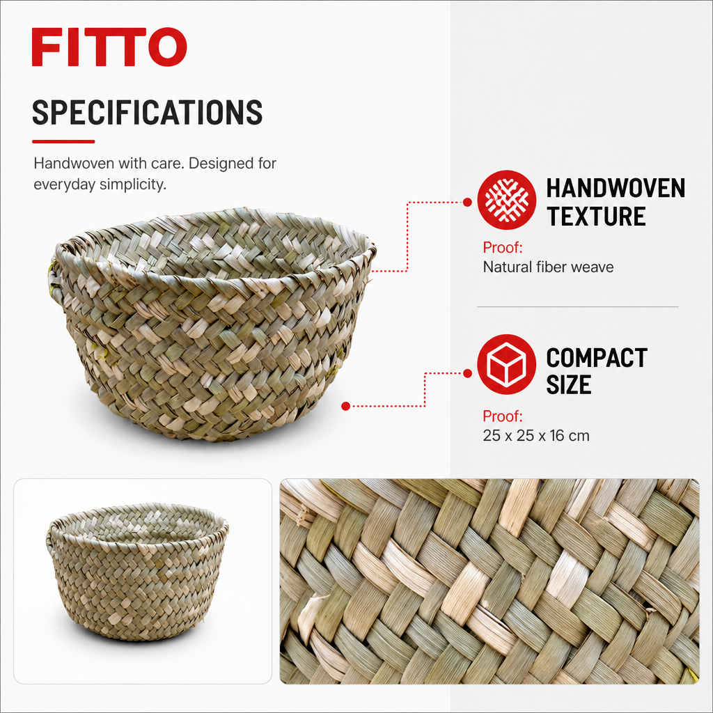 96 Pieces Handwoven Natural Fiber Basket, Small, Round Storage and Decor Basket