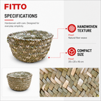 96 Pieces Handwoven Natural Fiber Basket, Small, Round Storage and Decor Basket
