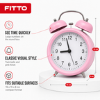 96 Pieces Pink Classic Twin-Bell Alarm Clocks with Large Numbers, Round Face, 19 x 15 x 8 cm