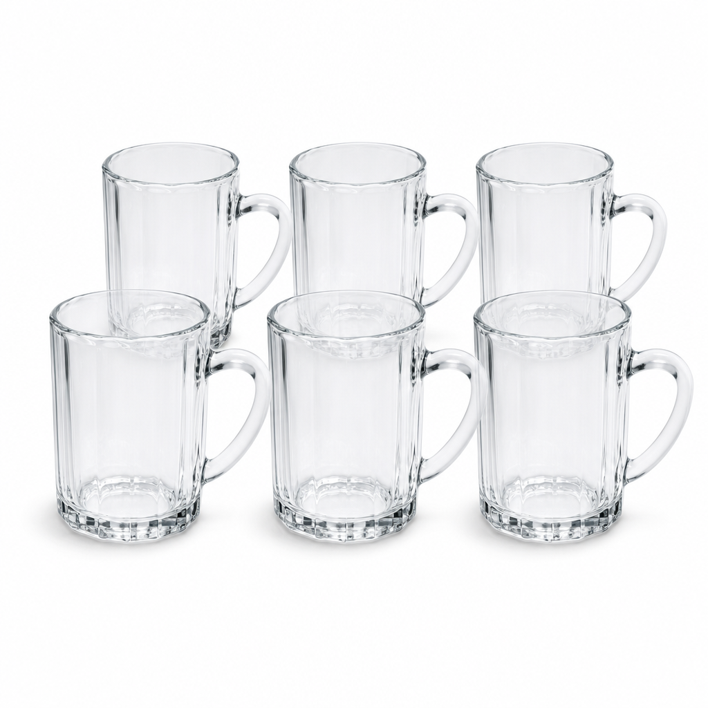 96 Pieces Clear Glass Mugs with Handles, 6-Piece Drinkwares Set
