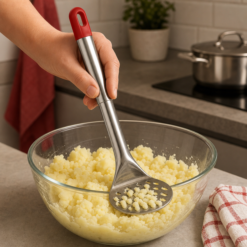 72 Pieces Stainless Steel Potato Masher, Slotted Mashing Plate, Red Handle, 31 cm
