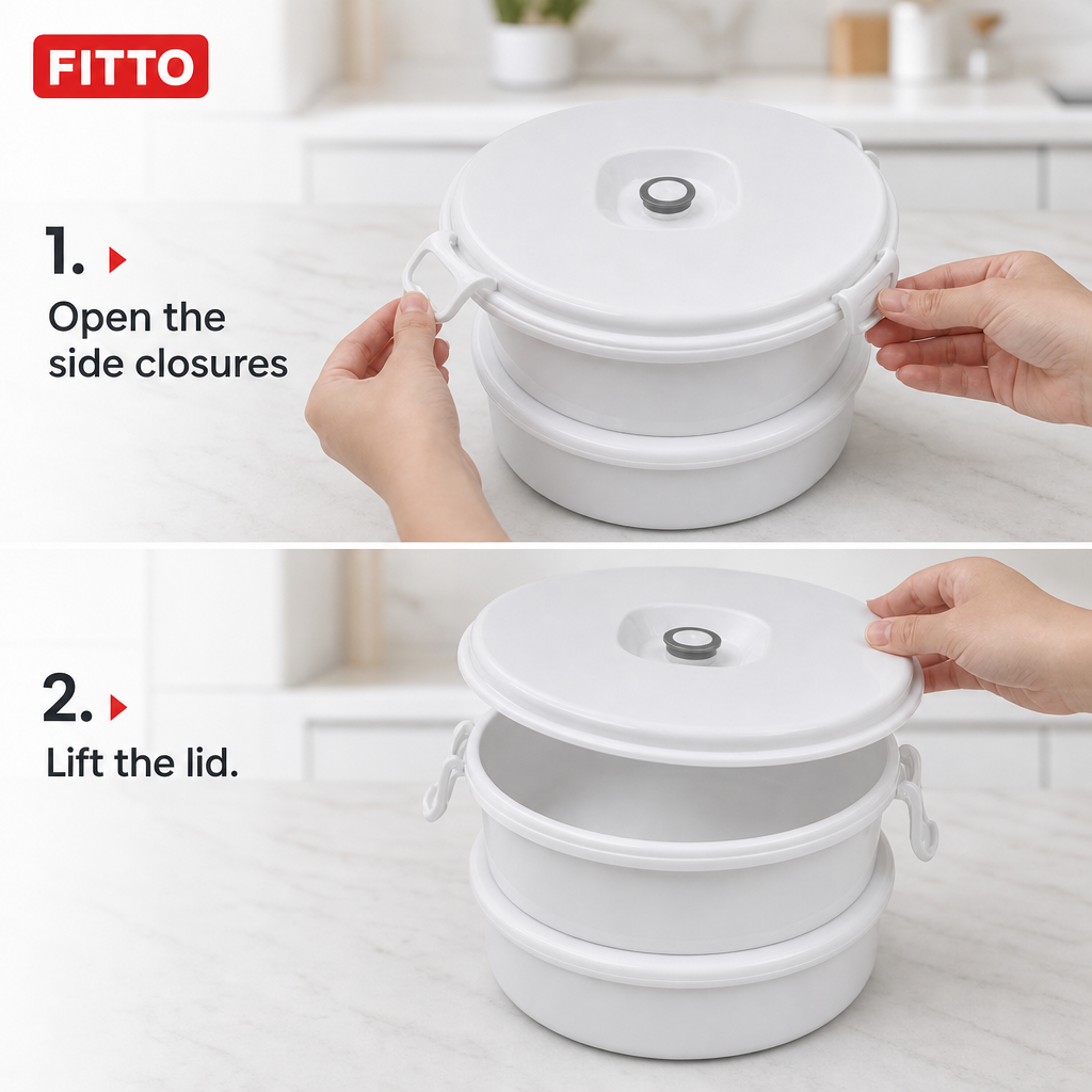 96 Pieces White Round Insulated Plastic Food Container with Lid, 32 x 32 x 18 cm