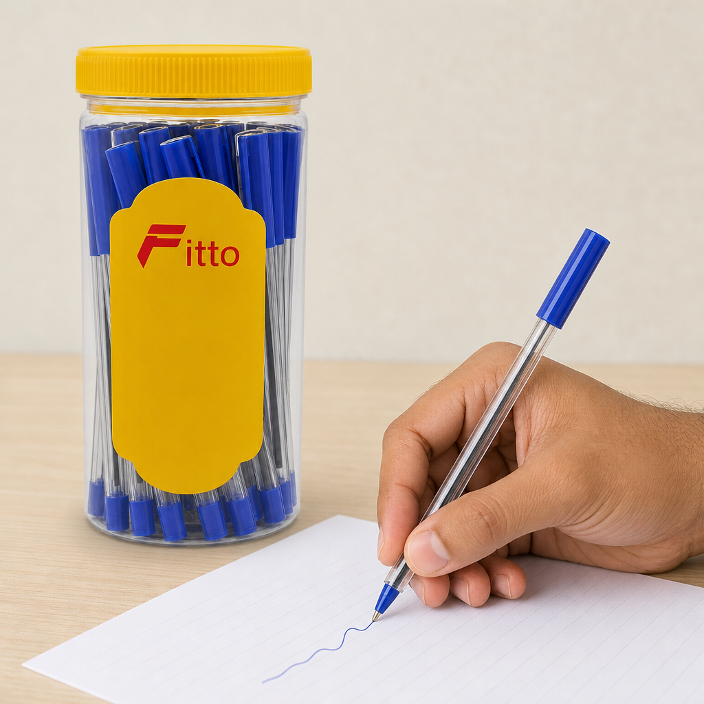 96 Pieces Ball Pens, Blue Ink, 25 Pack, Clear-Barrel Writing Pens for Office, School and Everyday Note Taking