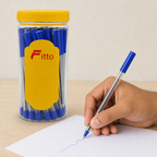 96 Pieces Ball Pens, Blue Ink, 25 Pack, Clear-Barrel Writing Pens for Office, School and Everyday Note Taking