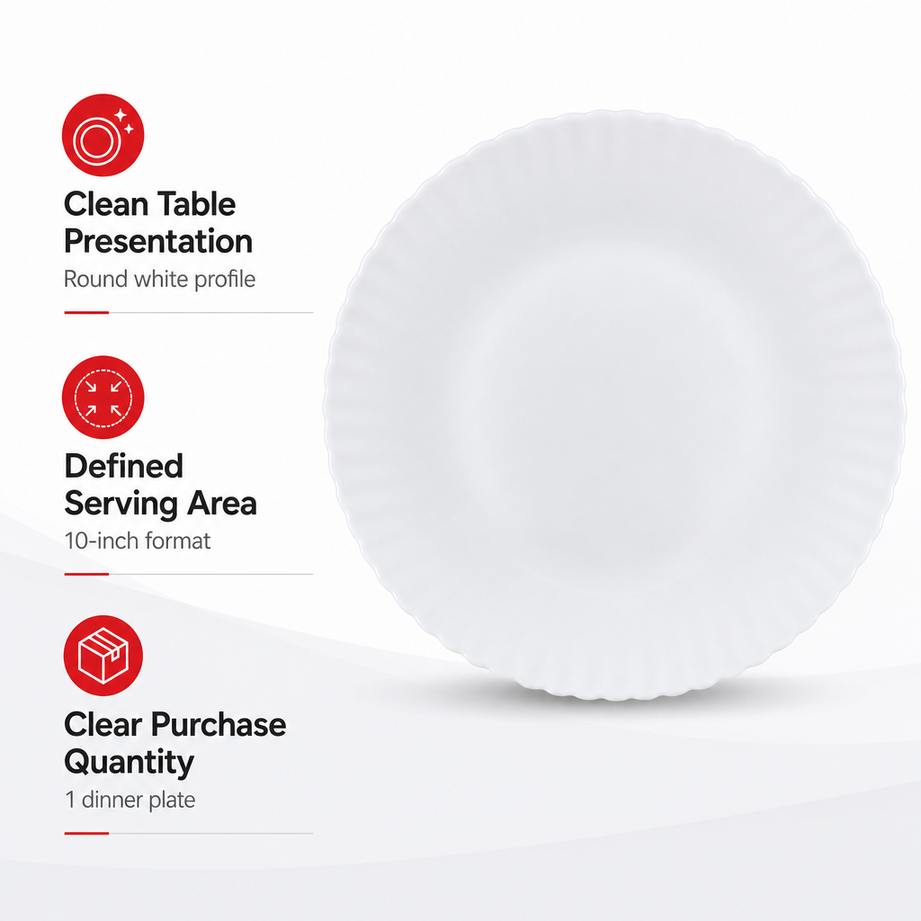 96 Pieces Opal Glass Dinner Plate, Round White Tablewares, 10 Inch