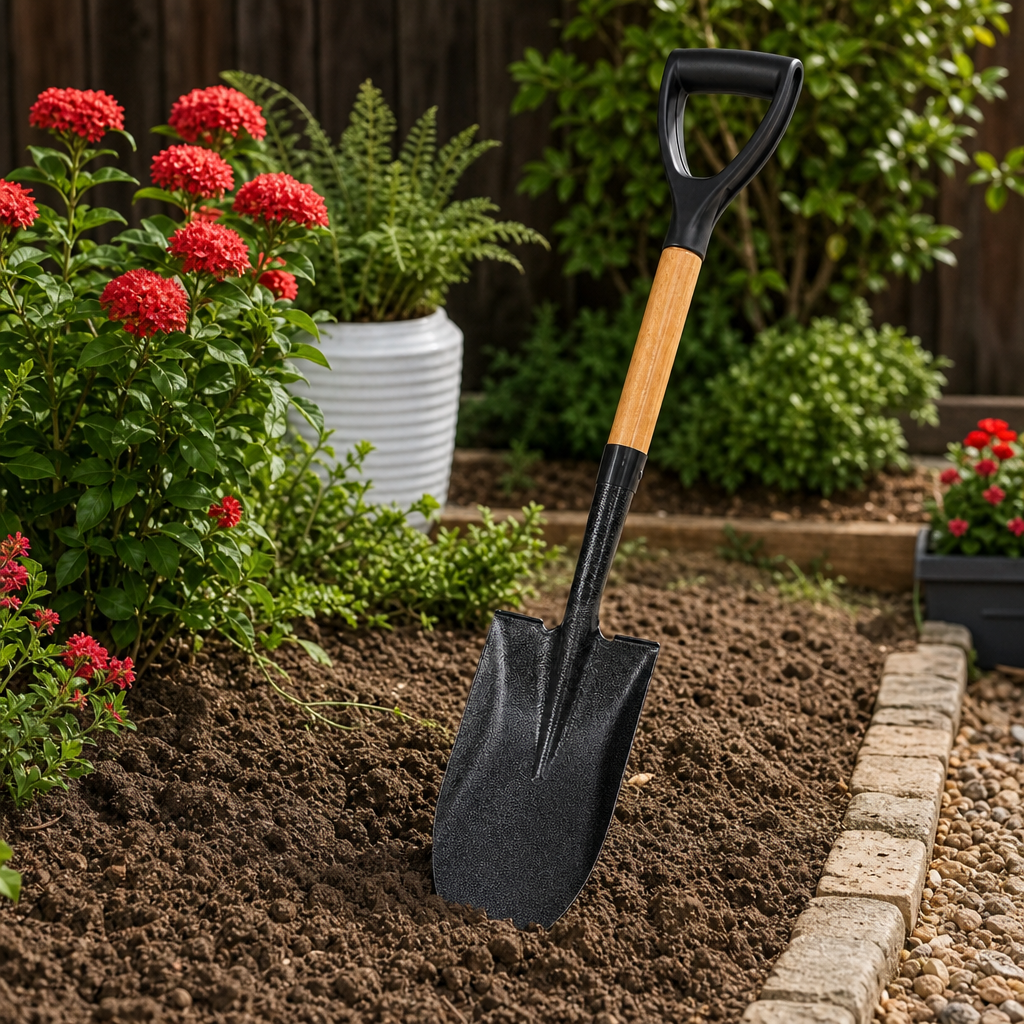 96 Pieces D-Handle Pointed Garden Shovel, 75 cm, Black, 1 Piece