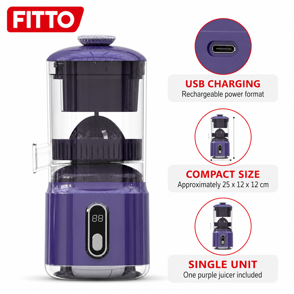 48 Pieces Rechargeable Citrus Juicers with USB Charging, Purple, Single Unit