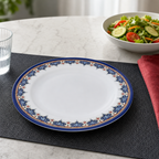 120 Pieces Melamine Dinner Plate, 8 Inch, Round White Plate with Decorative Multicolor Rim