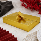 96 Pieces Gold Rectangular Chocolate Presentation Box with Ribbon, 26.5 × 16.5 × 4.8 cm, 1 Piece
