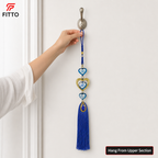 144 Pieces Blue and Gold Hanging Tassel Ornament with Heart Detail, Decorative Home Accent, 1 Piece, 30 cm