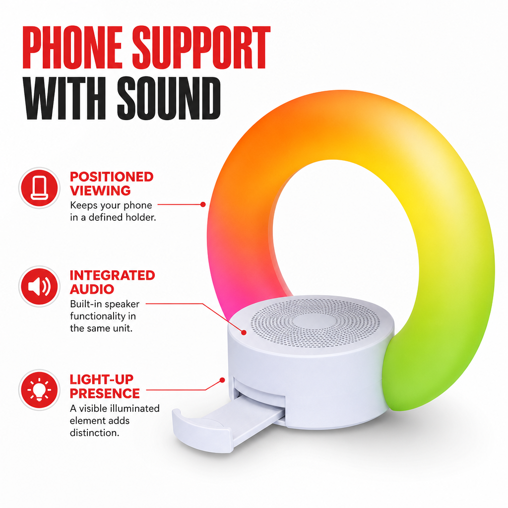 96 Pieces Wireless Light-Up Phone Holder with Built-In Speaker for Desk and Countertop Use