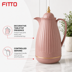 60 Pieces Plastic Vacuum Flask with Glass Refill, 1 Litre, Rose Pink