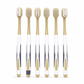 144 Pieces Adult Toothbrushes with Compact Heads, White and Beige, 6 Pieces