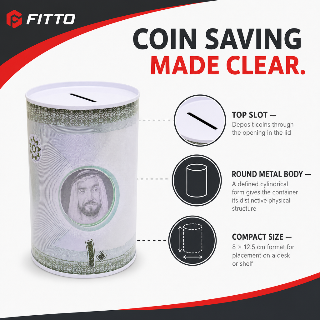 240 Pieces Coin Saving Box, Round Metal Money Bank with Slotted Lid, Currency-Inspired Design, 8 × 12.5 cm