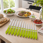 96 Pieces Lime Green Handle Stainless Steel Table and Paring Knife Set, 12 Pieces