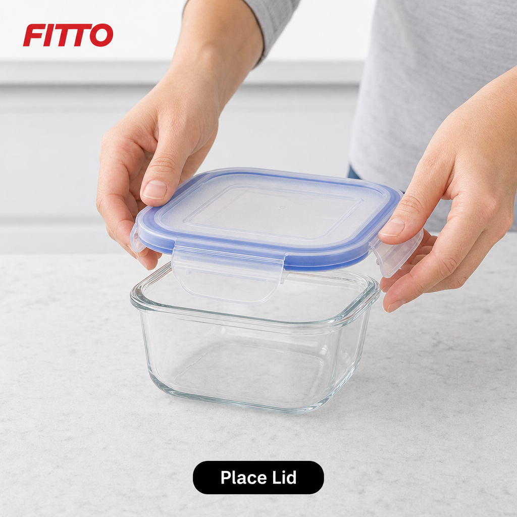 96 Pieces Square Glass Food Container with PP Lid, 520 ml