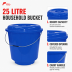 96 Pieces Plastic Bucket with Lid and Carry Handle, 25 Litre, Blue