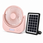 72 Pieces Rechargeable Solar Desktop Fan with Solar Panel, 6 Inch, Pink, 1 Piece