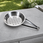 120 Pieces BBQ Grill Pan with Long Handle, 15 cm Silver Steel Cooking Pan, 1 Piece