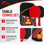 96 Pieces Table Tennis Racket Set with Balls, Red and Black