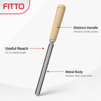 144 Pieces Stainless Steel Kitchen Utensil with Wooden Handle, 32 cm