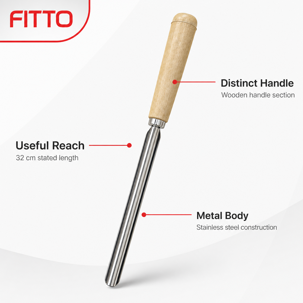 144 Pieces Stainless Steel Kitchen Utensil with Wooden Handle, 32 cm