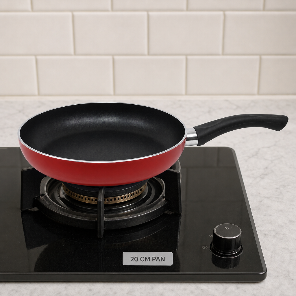 72 Pieces Red 20 cm Aluminium Non-Stick Frying Pan with Black Handle