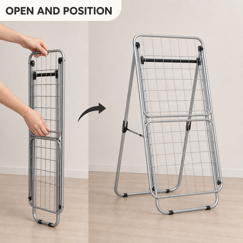 72 Pieces Folding Cloth Dryer Rack, Freestanding Laundry Airer, 180 x 55 cm, Foldable Drying Stand