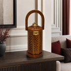 72 Pieces Wooden Decorative Lantern with Handle and Brass-Finish Hardware, Small, 21 cm