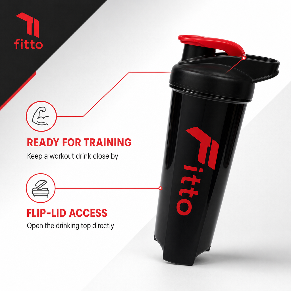 120 Pieces Sports Water Bottles, Protein Shaker with Flip Lid, Black Body and Red Cap, 1 Piece