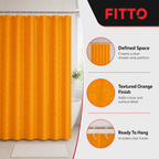 96 Pieces Shower Curtains, Orange Textured EVA and PEVA with Clear Hooks, 178 x 183 cm