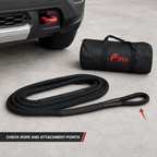 48 Pieces Kinetic Vehicle Recovery Tow Rope, 6 m, 8.2 Ton Specification, 30% Elasticity, Black