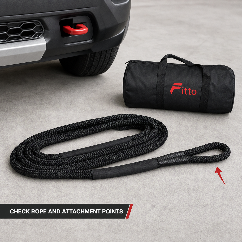 48 Pieces Kinetic Vehicle Recovery Tow Rope, 6 m, 8.2 Ton Specification, 30% Elasticity, Black