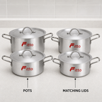 48 Pieces Aluminium Cooking Pot Set with Lids, 4-Piece Round Cookwares Set