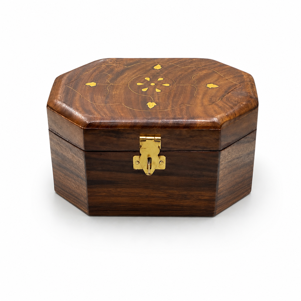 96 Pieces Wooden Octagonal Storage Box, Decorative Keepsake Organizer, Brown, 6 x 4 Inch