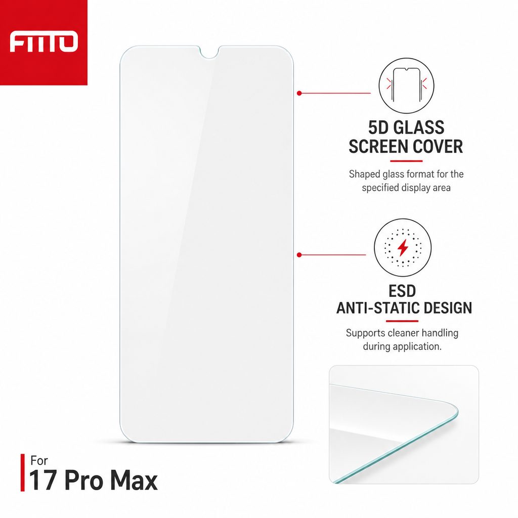 96 Pieces 5D Tempered Glass Screen Protectors for 17 Pro Max Smartphone, ESD Anti-Static, 1 Pack