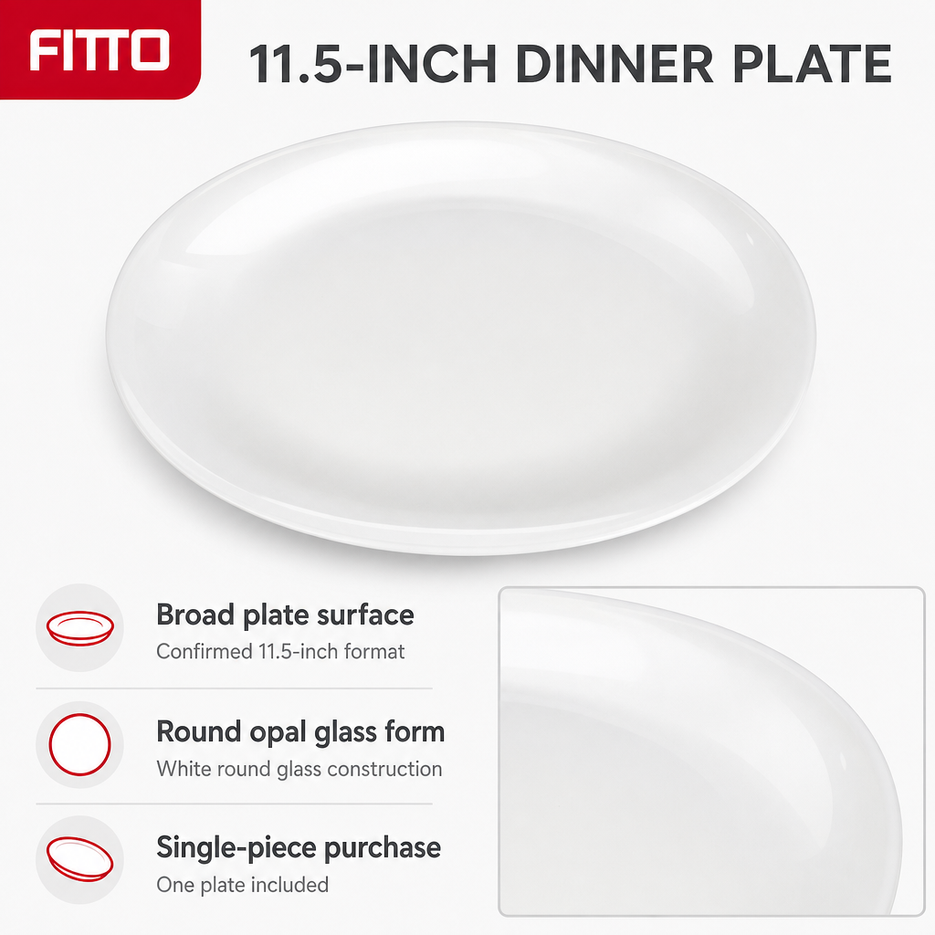 96 Pieces Opal Glass Dinner Plate, 11.5 Inch, White Round Tablewares for Dining and Meal Service
