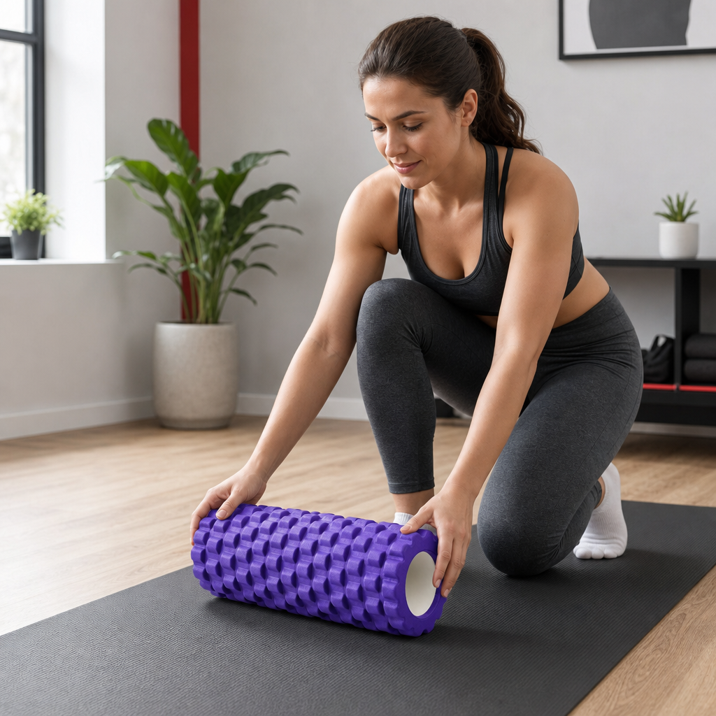 72 Pieces Textured Foam Yoga Roller, 45 cm, Purple