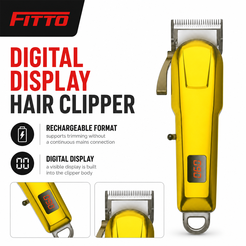 72 Pieces Rechargeable Hair Clipper with Digital Display, Yellow, 1 Piece