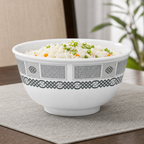 120 Pieces Melamine Rice Bowl, 4.5 Inch, Grey, Geometric Border