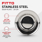 96 Pieces Stainless Steel Soup Plate, 24 cm Round Deep Serving Dish for Home Dining