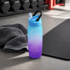120 Pieces Sports Water Bottles with Straw and Carry Handle, 600 ml Gradient Plastic Bottle, Assorted Colour