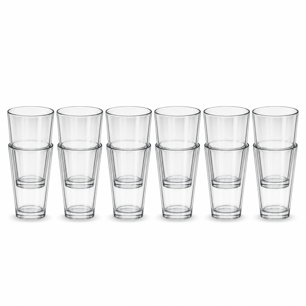 96 Pieces Clear Stackable Drinking Glasses, 6-Piece Set