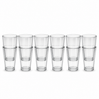 96 Pieces Clear Stackable Drinking Glasses, 6-Piece Set