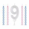 144 Pieces LED Happy Birthday Number 9 Cake Candle Set with Four Candles, 9 cm
