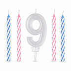 144 Pieces LED Happy Birthday Number 9 Cake Candle Set with Four Candles, 9 cm