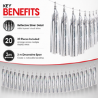 120 Pieces Silver Tassel Garland, 3 m x 25 cm, 20 Pieces for Party Decorations