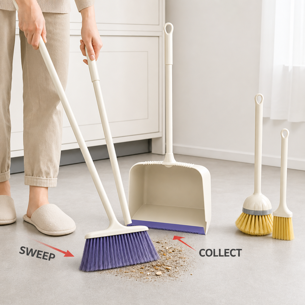 96 Pieces Dustpan and Floor Brush Cleaning Set, 4 Pieces, Long-Handle Household Sweeping Tools
